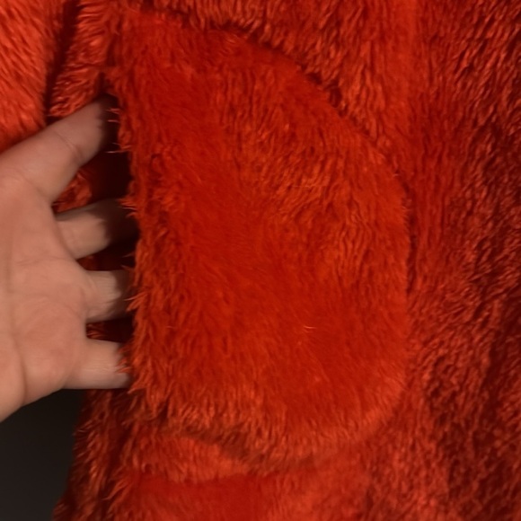 ODDY Cozy Red-Orange Fleece Pull Over Sweater - Picture 4 of 6